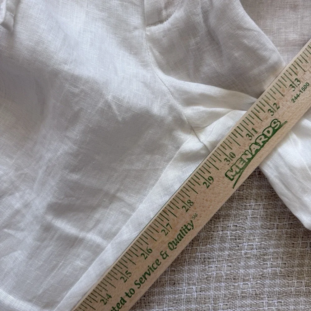 ZARA Linen Pants Womens L White Drawstring Lightweight Trouser Minimalist Beach